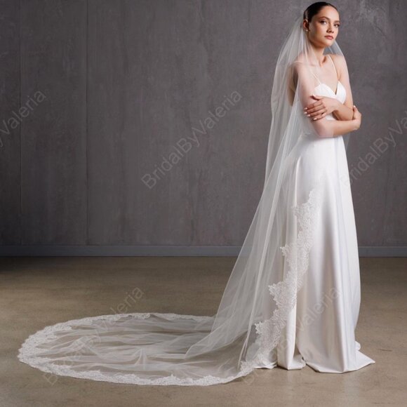 Cathedral Lace Wedding Veil - Picture 2 of 7